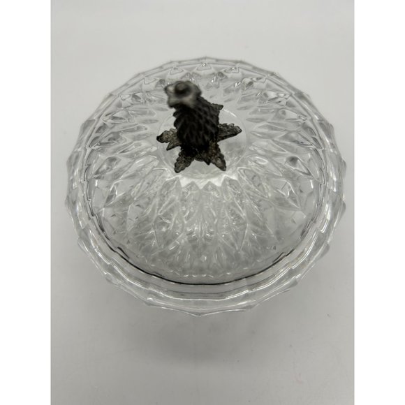 Vintage Signed Val St Lambert Crystal Covered Candy Dish - Picture 2 of 9